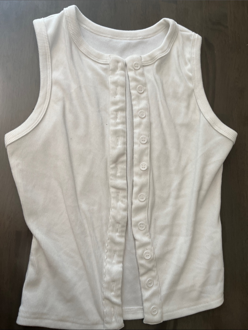 H&M White Ribbed Button-Down Tank